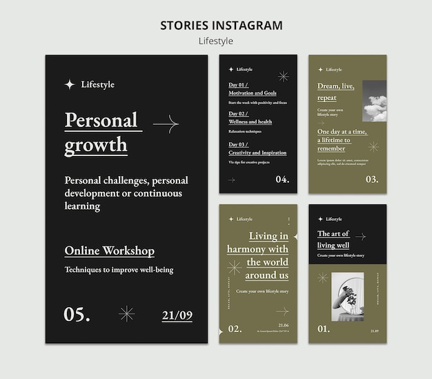PSD gratuito storie flat design lifestyle su instagram