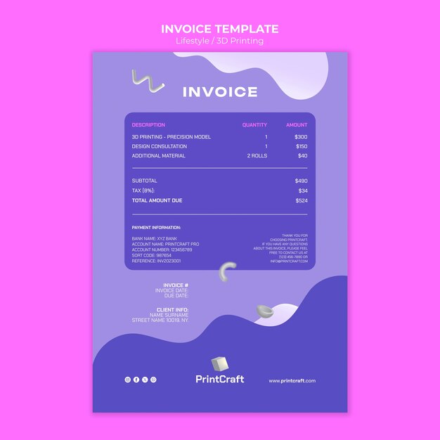 Flat design lifestyle invoice template