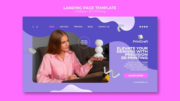 PSD gratuito modello di pagina di destinazione flat design lifestyle