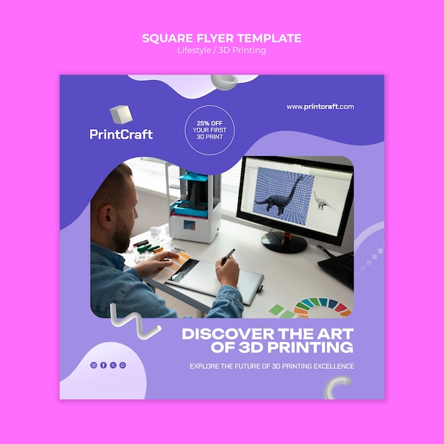 Free PSD flat design lifestyle square flyer