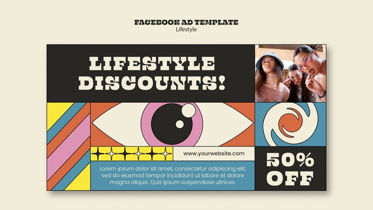 Free PSD flat design lifestyle template