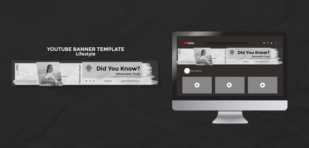 Modello di banner youtube stile di vita design piatto