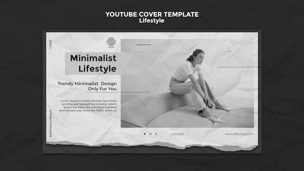 PSD gratuito modello di copertina youtube stile di vita design piatto