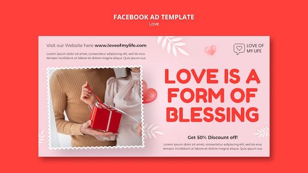 PSD gratuito modello di amore design piatto