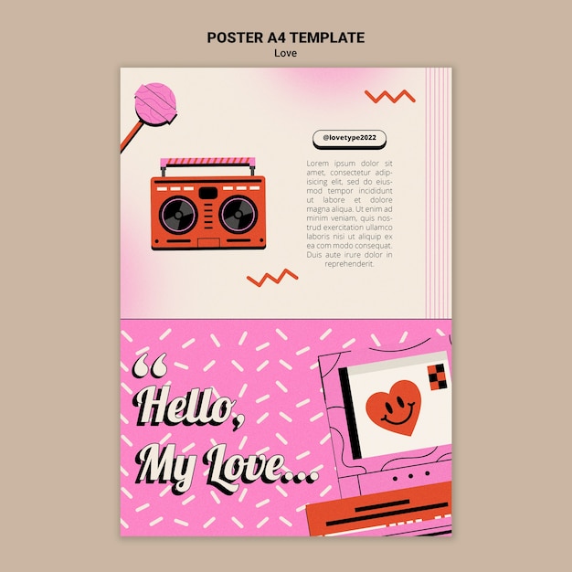 Free PSD flat design love type template