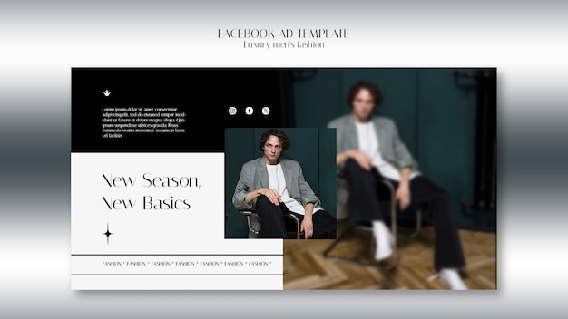 Free PSD flat design luxury men’s fashion facebook template