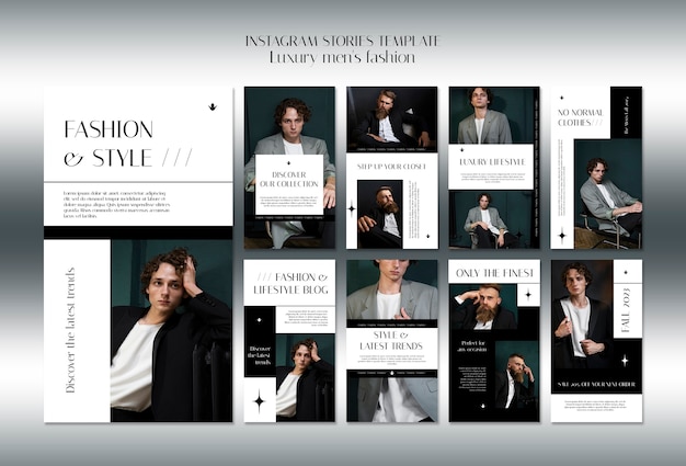 PSD gratuito storie di instagram di moda maschile di lusso dal design piatto