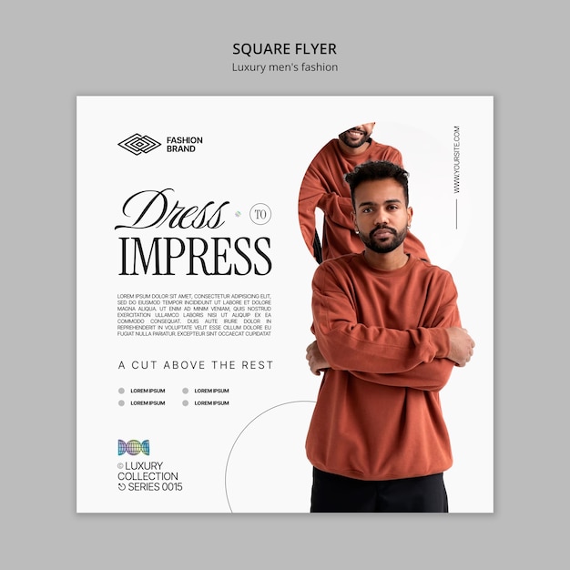 Free PSD flat design luxury men’s fashion square flyer