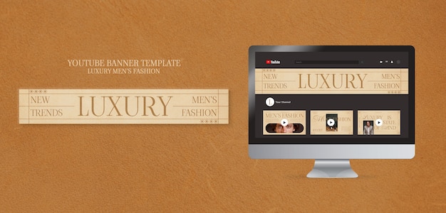 Free PSD flat design luxury men’s fashion youtube banner