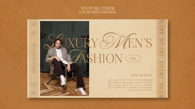 Free PSD flat design luxury men’s fashion youtube cover