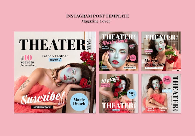 Free PSD flat design magazine template