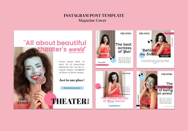 Flat design magazine template