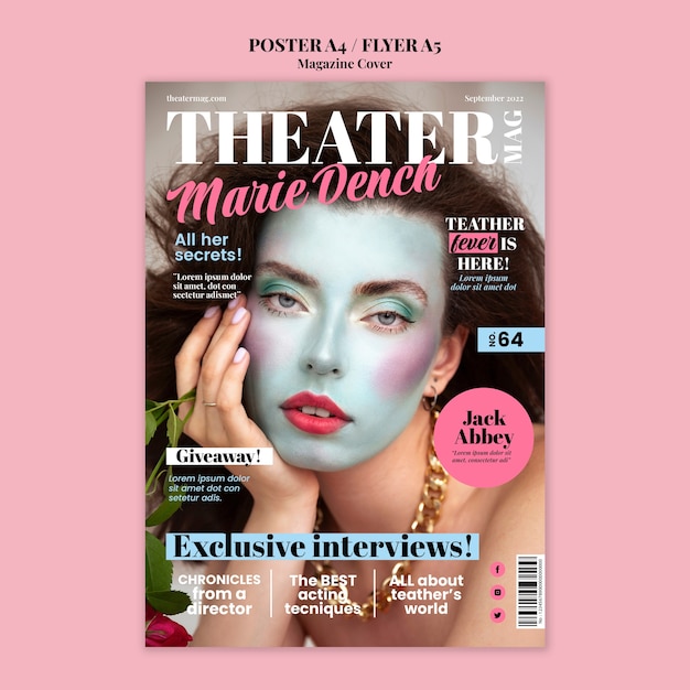 Flat design magazine template