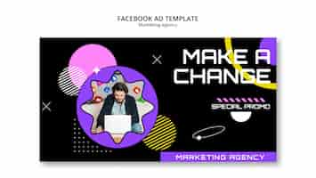 PSD gratuito modello facebook per agenzia di marketing di design piatto