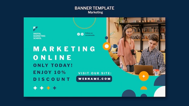 Flat design marketing banner template