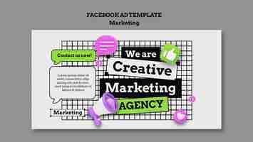 Free PSD flat design  marketing facebook template