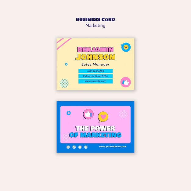 평평한 디자인 마케팅 전략 비지니스 카드 템플릿