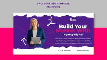 PSD gratuito modello facebook di strategia di marketing di design piatto