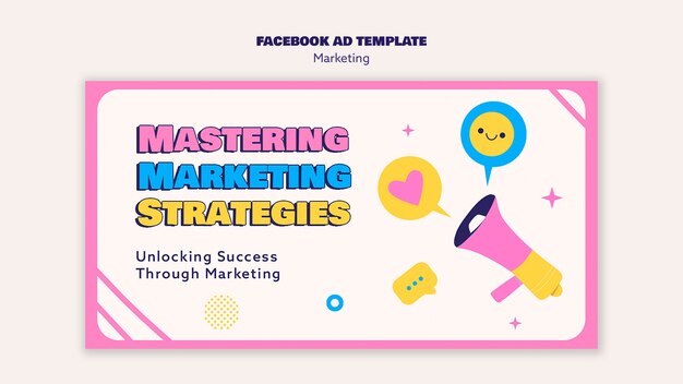 PSD gratuito modello facebook di strategia di marketing di design piatto