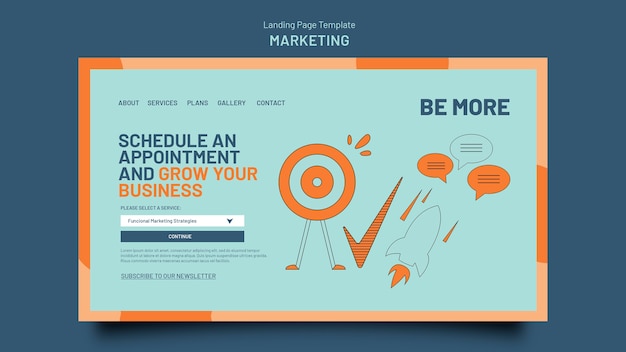 Flat design marketing strategy landing page
