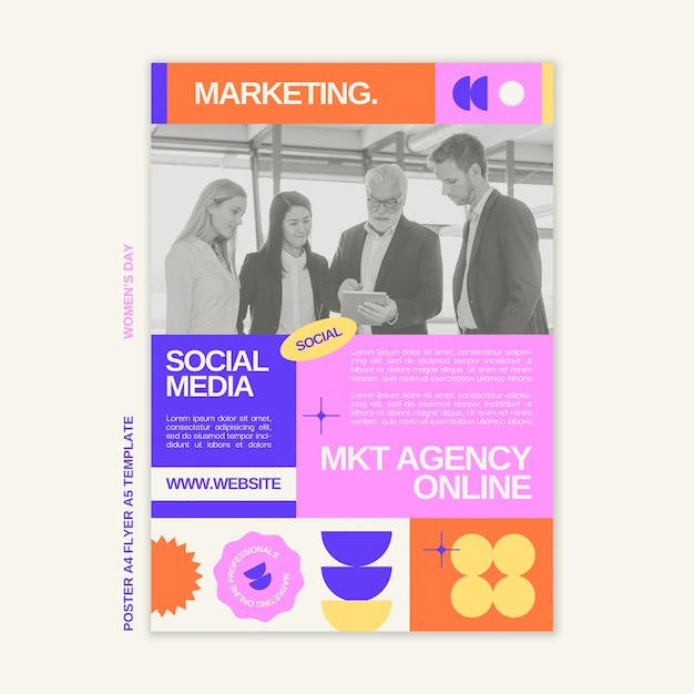 Flat design marketing strategy poster