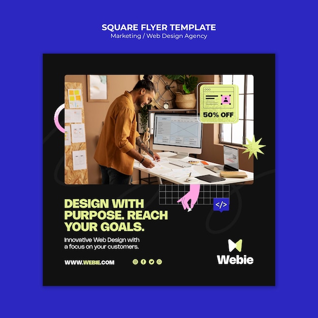 Flat design marketing template design