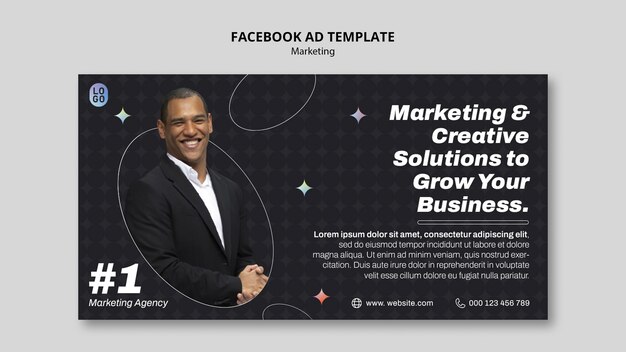 Free PSD flat design marketing template  template