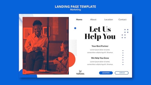 Free PSD flat design marketing template