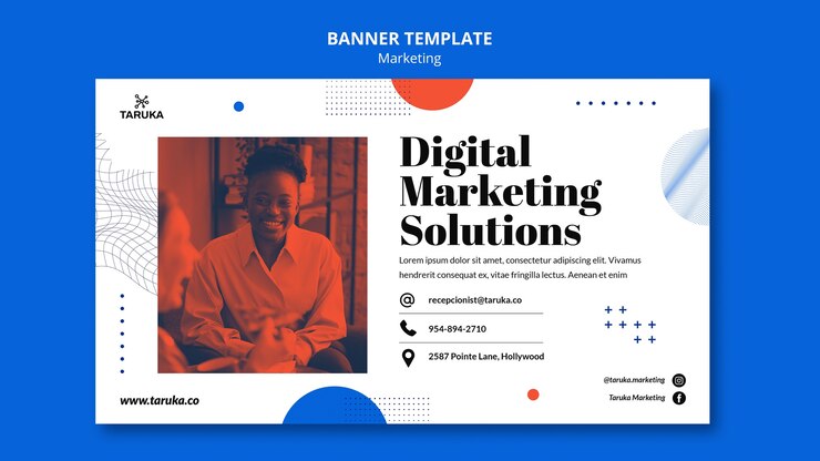 Free PSD flat design marketing template