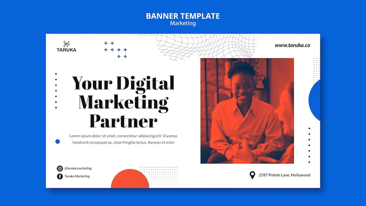 Free PSD flat design marketing template