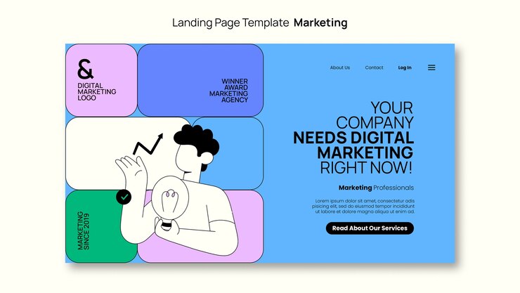 無料PSD フラットデザインのマーケティングテンプレート