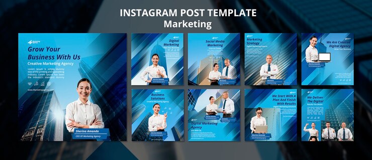 Free PSD flat design marketing template