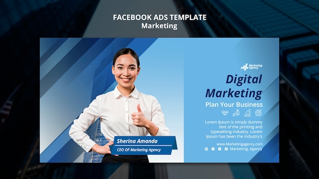 Flat design marketing template