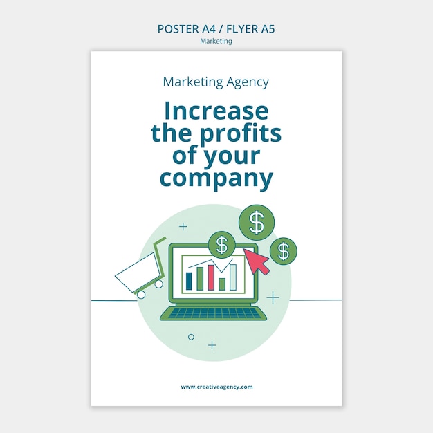 Flat design marketing template