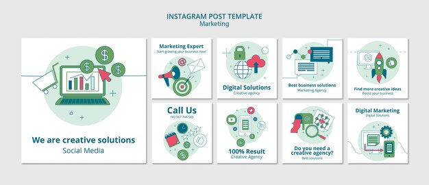 Flat design marketing template