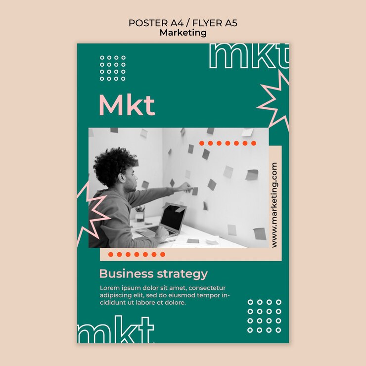 Free PSD flat design marketing template