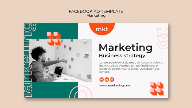 Free PSD flat design marketing template