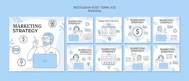 Flat design marketing template