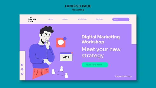 Free PSD flat design marketing template