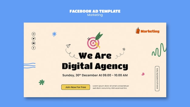 Flat design marketing template