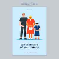 Бесплатный PSD Шаблон плаката медицинской помощи в плоском дизайне