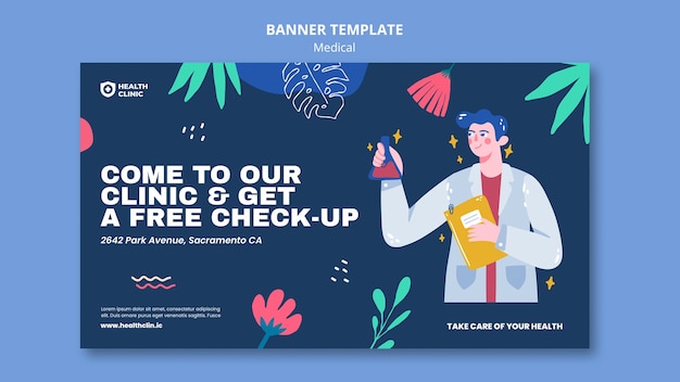 Flat design medical banner template