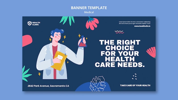 Flat design medical banner template