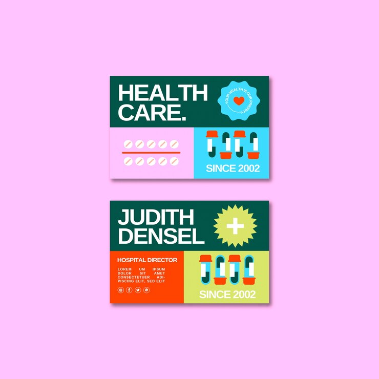 無料PSD フラットなデザインの医療名刺テンプレート