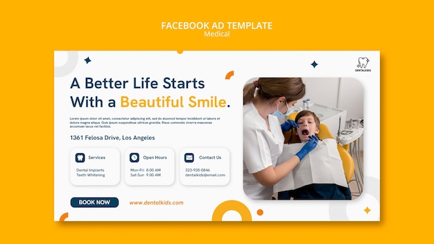 Flat design medical care facebook template