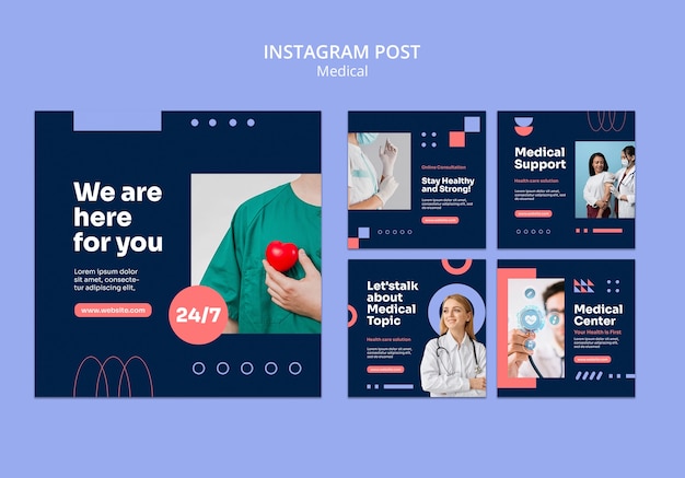 Post di instagram per cure mediche dal design piatto