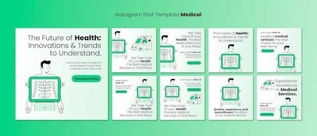 Flat design medical care instagram posts