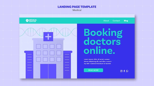 Flat design medical care landing page template