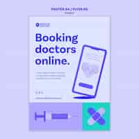 Бесплатный PSD Плоский дизайн шаблона плаката медицинской помощи