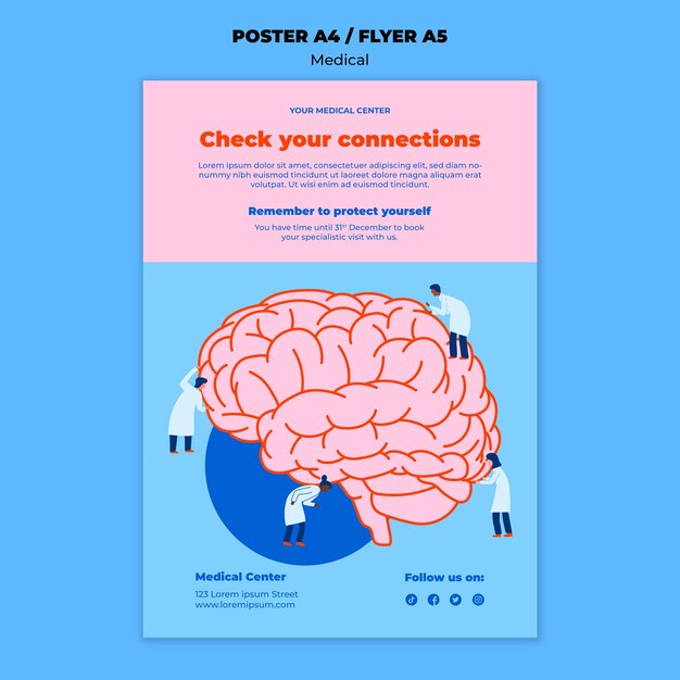 flat design medical care poster template